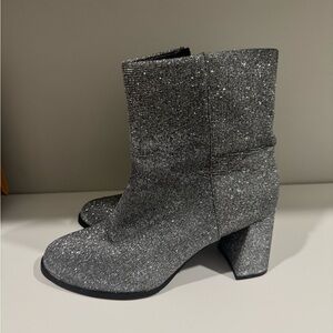Silver Glitter Boots